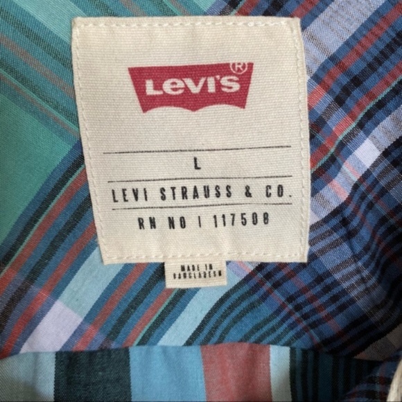 LEVI’S mens western bohemian boho plaid casual bottom down shirt size Large - Picture 4 of 10